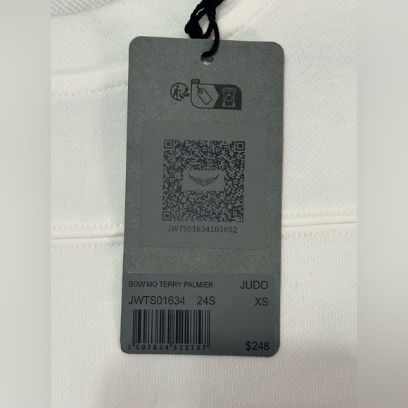 NWT Zadig & Voltaire Bow Mo Terry Palmier Judo Tee M Crewneck - Picture 9 of 9